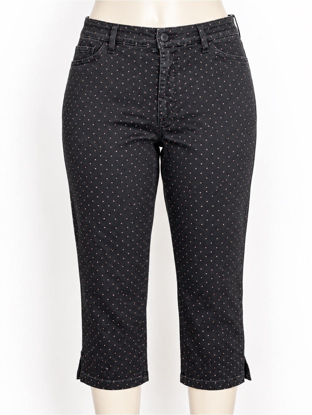 FDJ French Dressing Jeans Size 16 Black Printed Capri Cropped Pants Stretch
